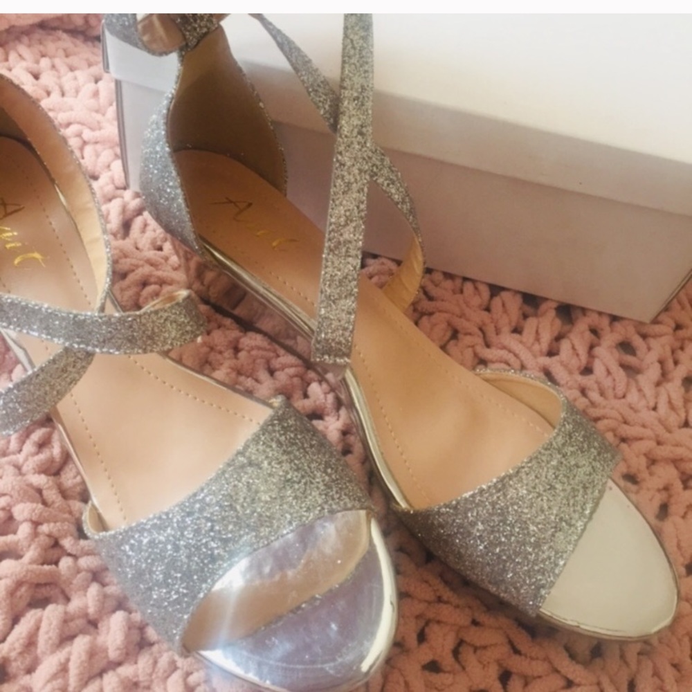 Silver glitter heels